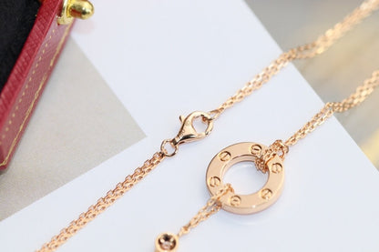 [Charm Aries Jewelry]LOVE NECKLACE ADJUSTABLE ROSE GOLD 2 DIAMOND