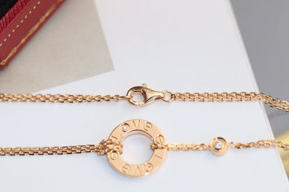 [Charm Aries Jewelry]LOVE NECKLACE ADJUSTABLE ROSE GOLD 2 DIAMOND