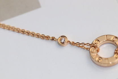 [Charm Aries Jewelry]LOVE NECKLACE ADJUSTABLE ROSE GOLD 2 DIAMOND
