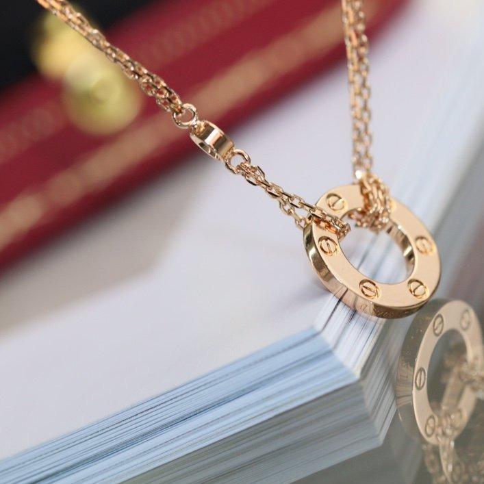[Charm Aries Jewelry]LOVE NECKLACE ADJUSTABLE ROSE GOLD 2 DIAMOND