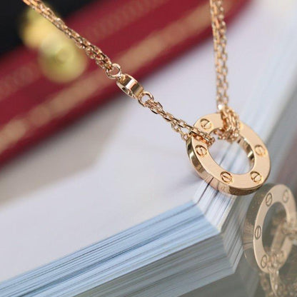 [Charm Aries Jewelry]LOVE NECKLACE ADJUSTABLE ROSE GOLD 2 DIAMOND