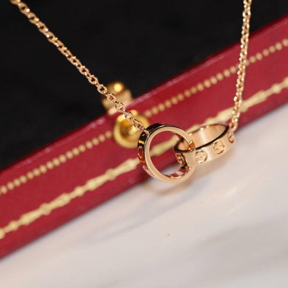 [Charm Aries Jewelry]LOVE NECKLACE PINK GOLD AND SILVER