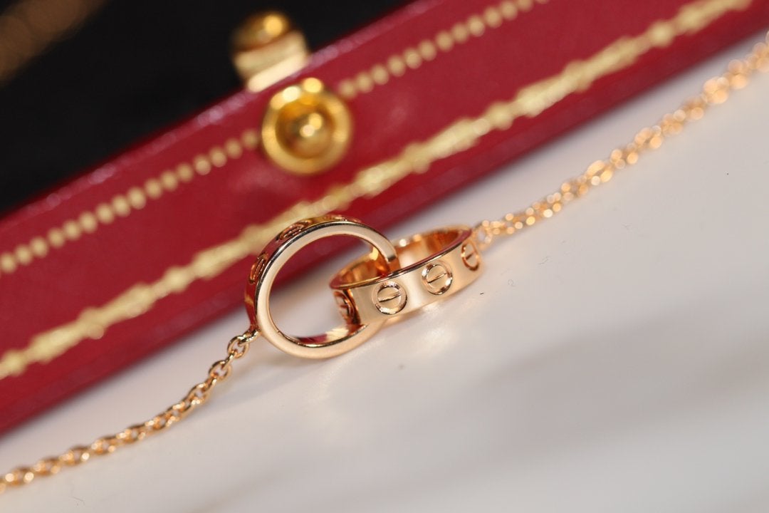 [Charm Aries Jewelry]LOVE NECKLACE PINK GOLD AND SILVER