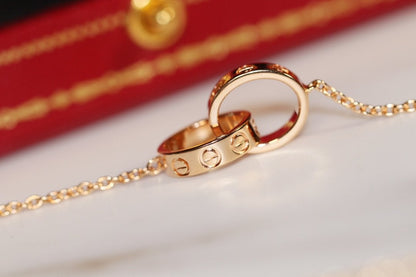 [Charm Aries Jewelry]LOVE NECKLACE PINK GOLD AND SILVER