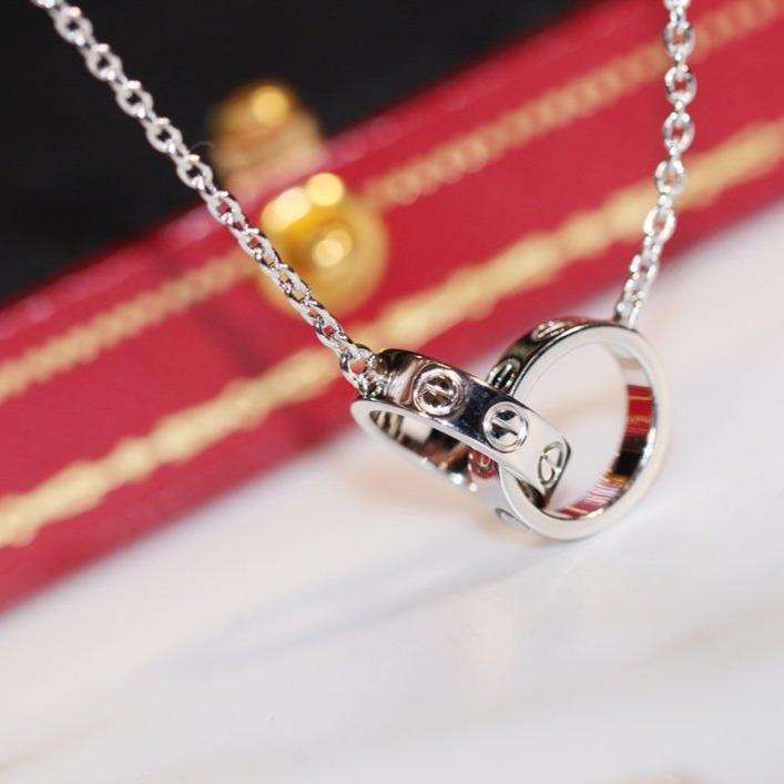 [Charm Aries Jewelry]LOVE NECKLACE PINK GOLD AND SILVER