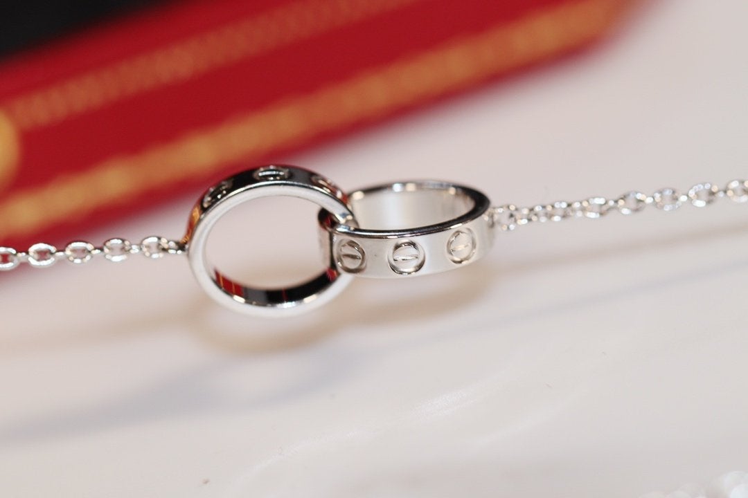 [Charm Aries Jewelry]LOVE NECKLACE PINK GOLD AND SILVER