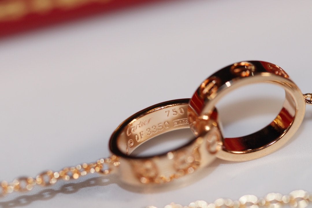 [Charm Aries Jewelry]LOVE NECKLACE PINK GOLD AND SILVER