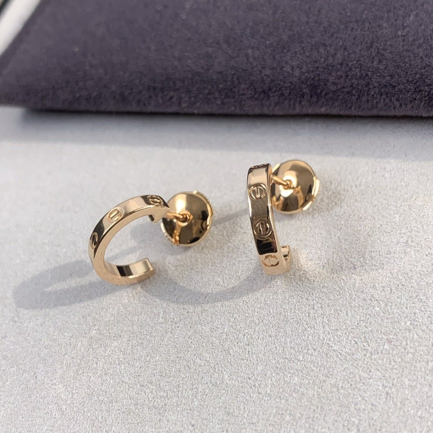 [Charm Aries Jewelry]LOVE EARRINGS 2.65MM PINK GOLD