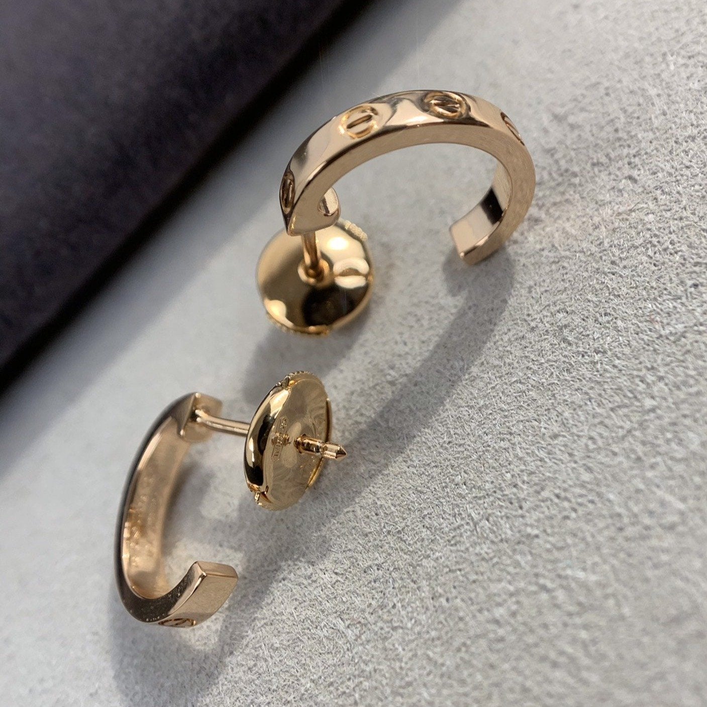 [Charm Aries Jewelry]LOVE EARRINGS 2.65MM PINK GOLD