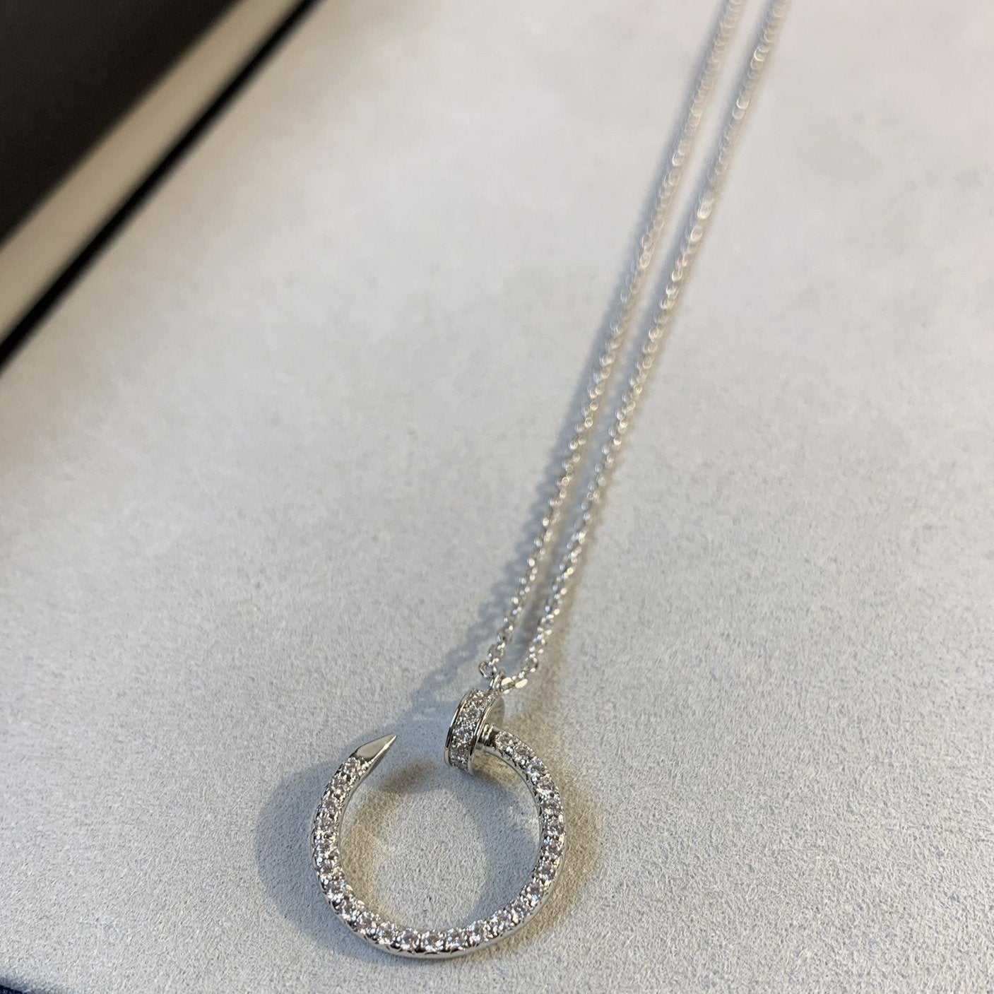 [Charm Aries Jewelry]JUSTE NECKLACE SILVER DIAMONDS
