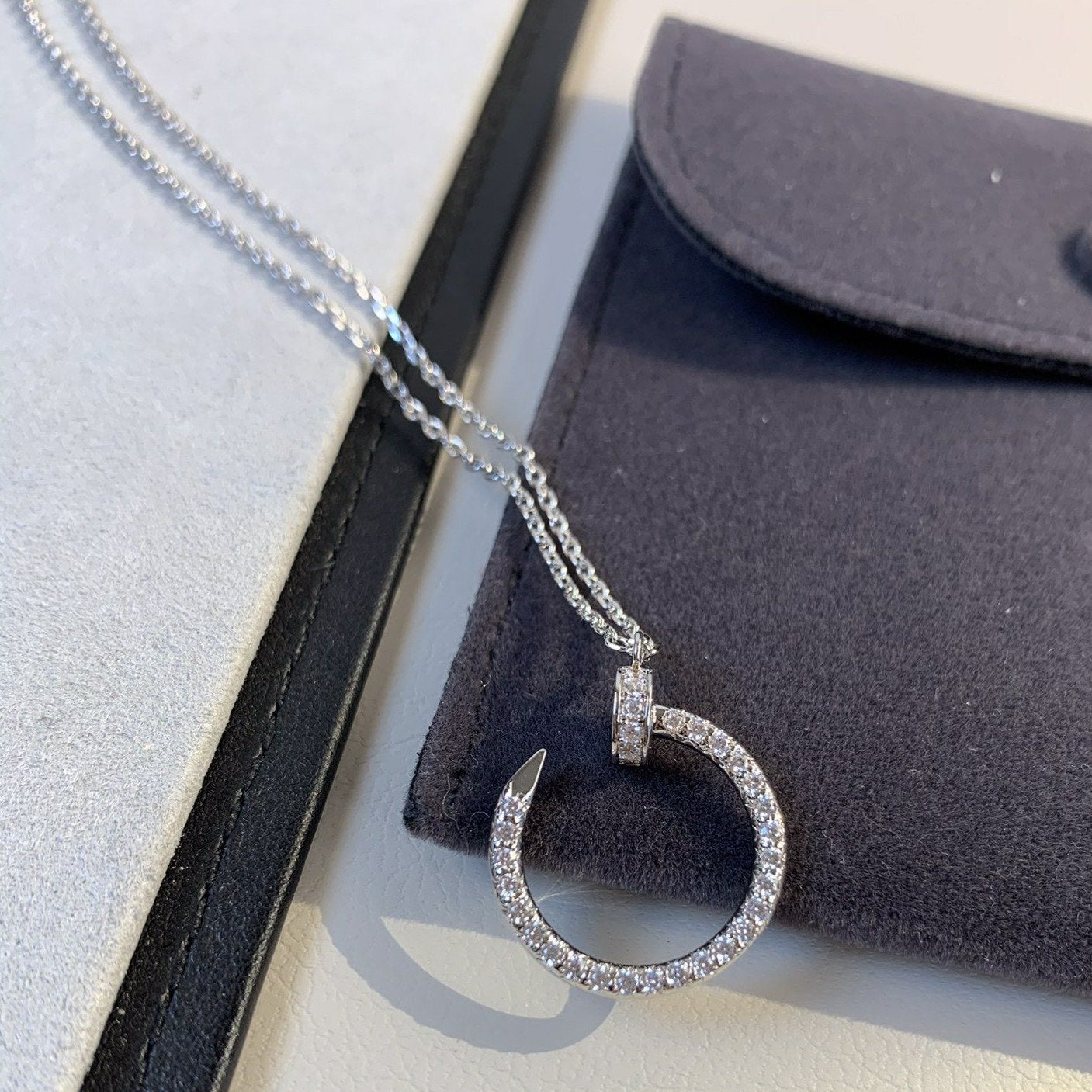 [Charm Aries Jewelry]JUSTE NECKLACE SILVER DIAMONDS