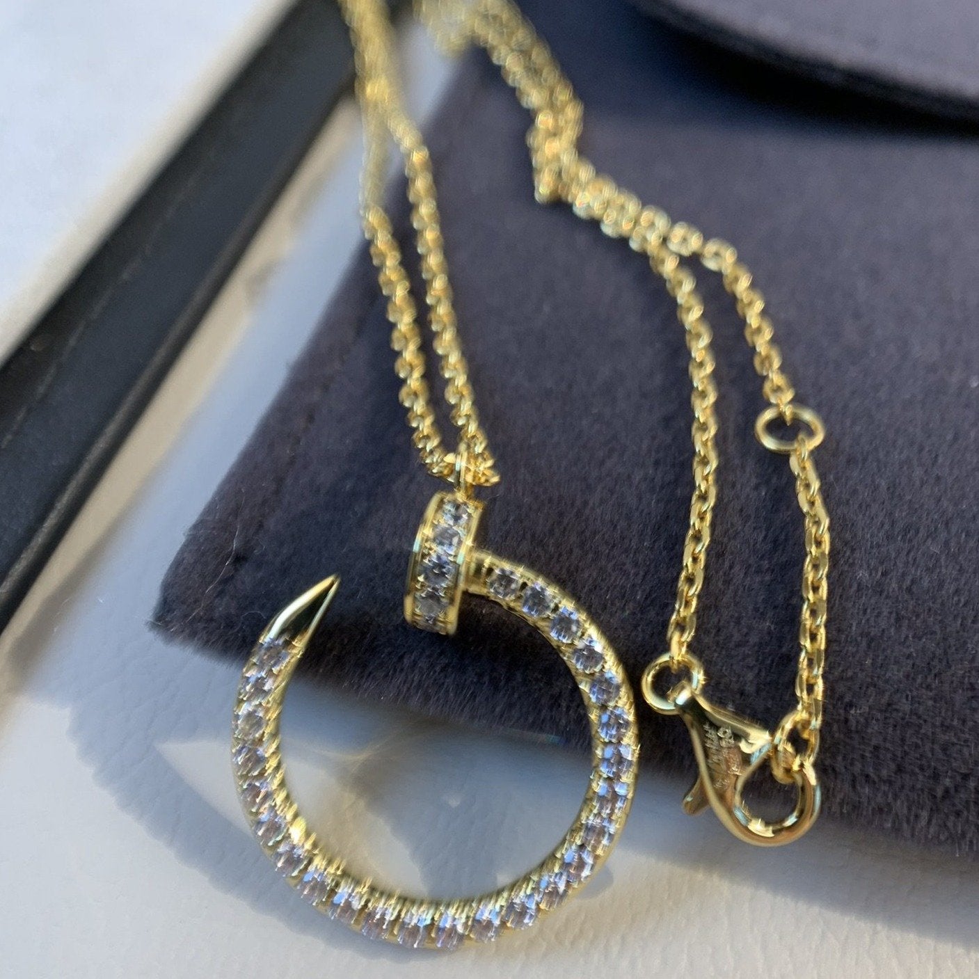[Charm Aries Jewelry]JUSTE NECKLACE GOLD DIAMONDS