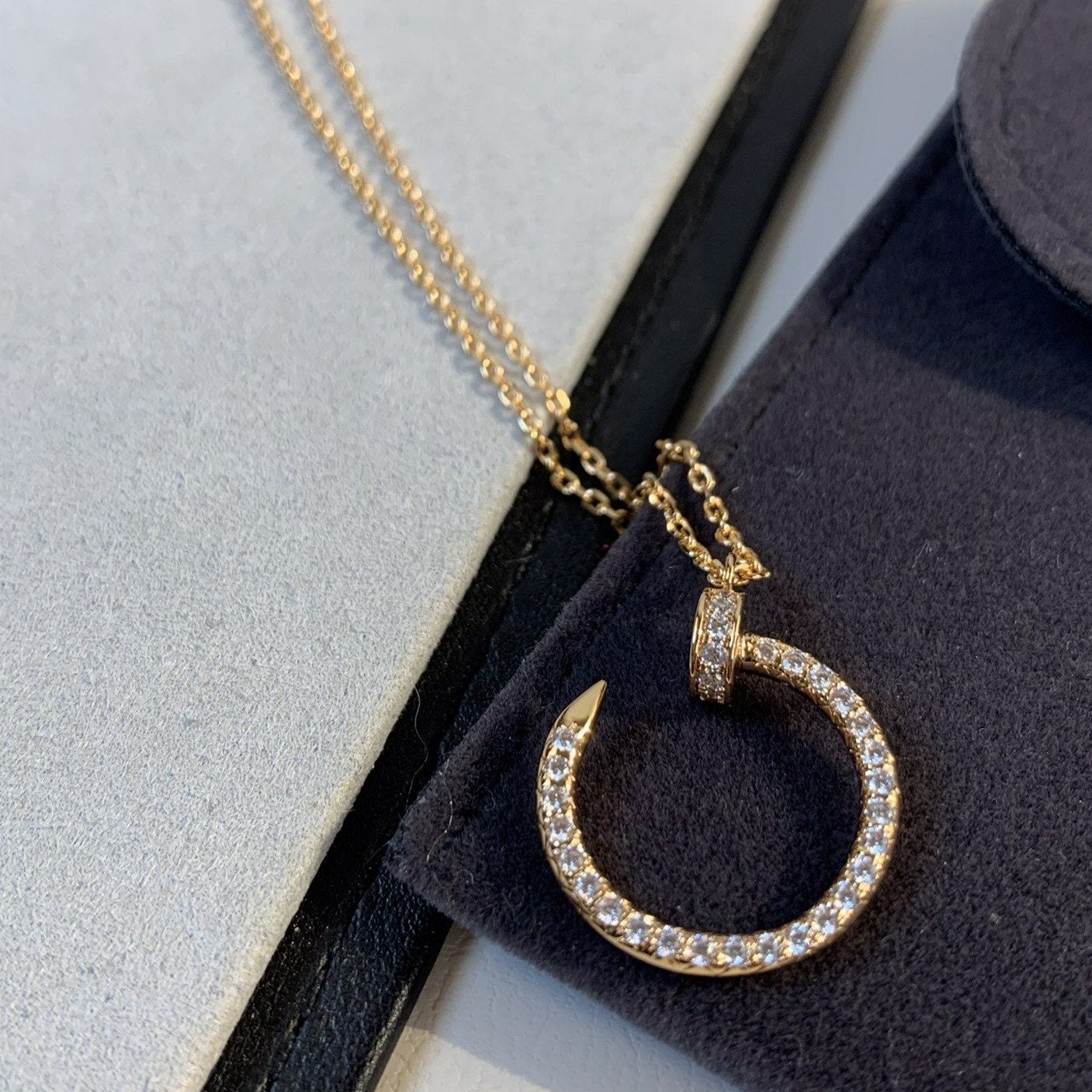 [Charm Aries Jewelry]JUSTE NECKLACE PINK GOLD DIAMONDS