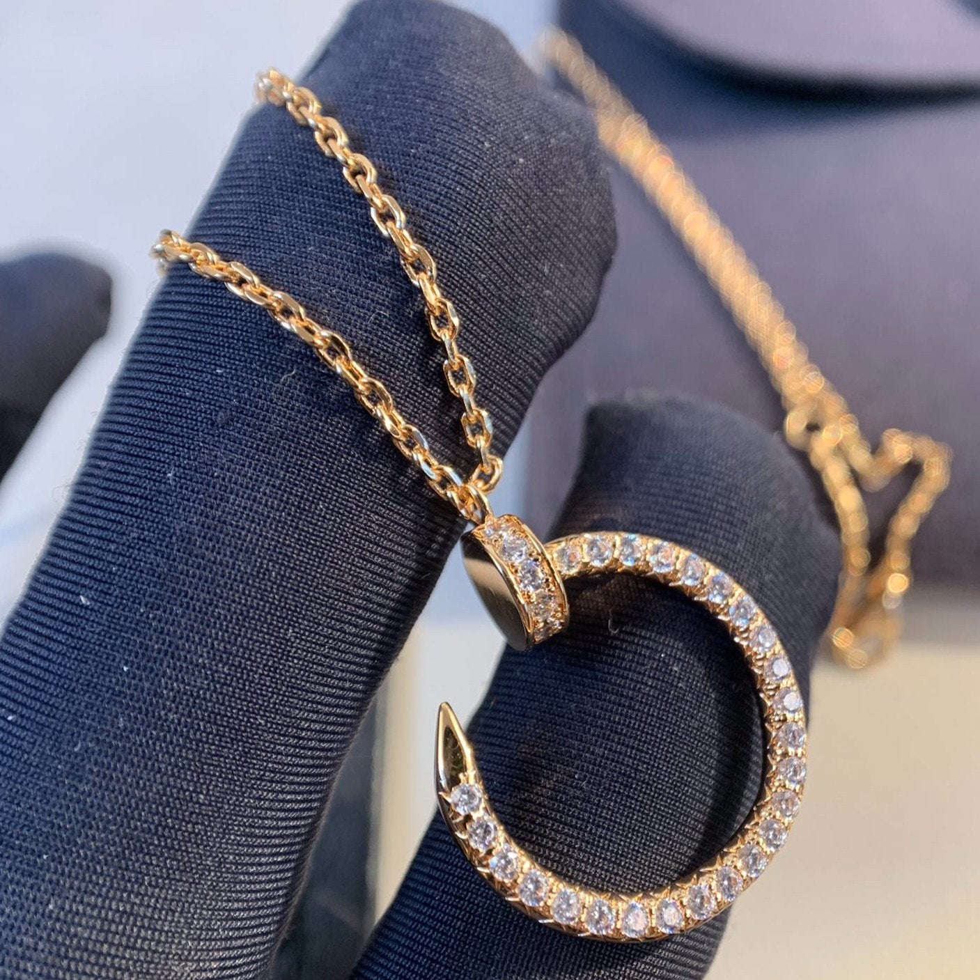[Charm Aries Jewelry]JUSTE NECKLACE PINK GOLD DIAMONDS