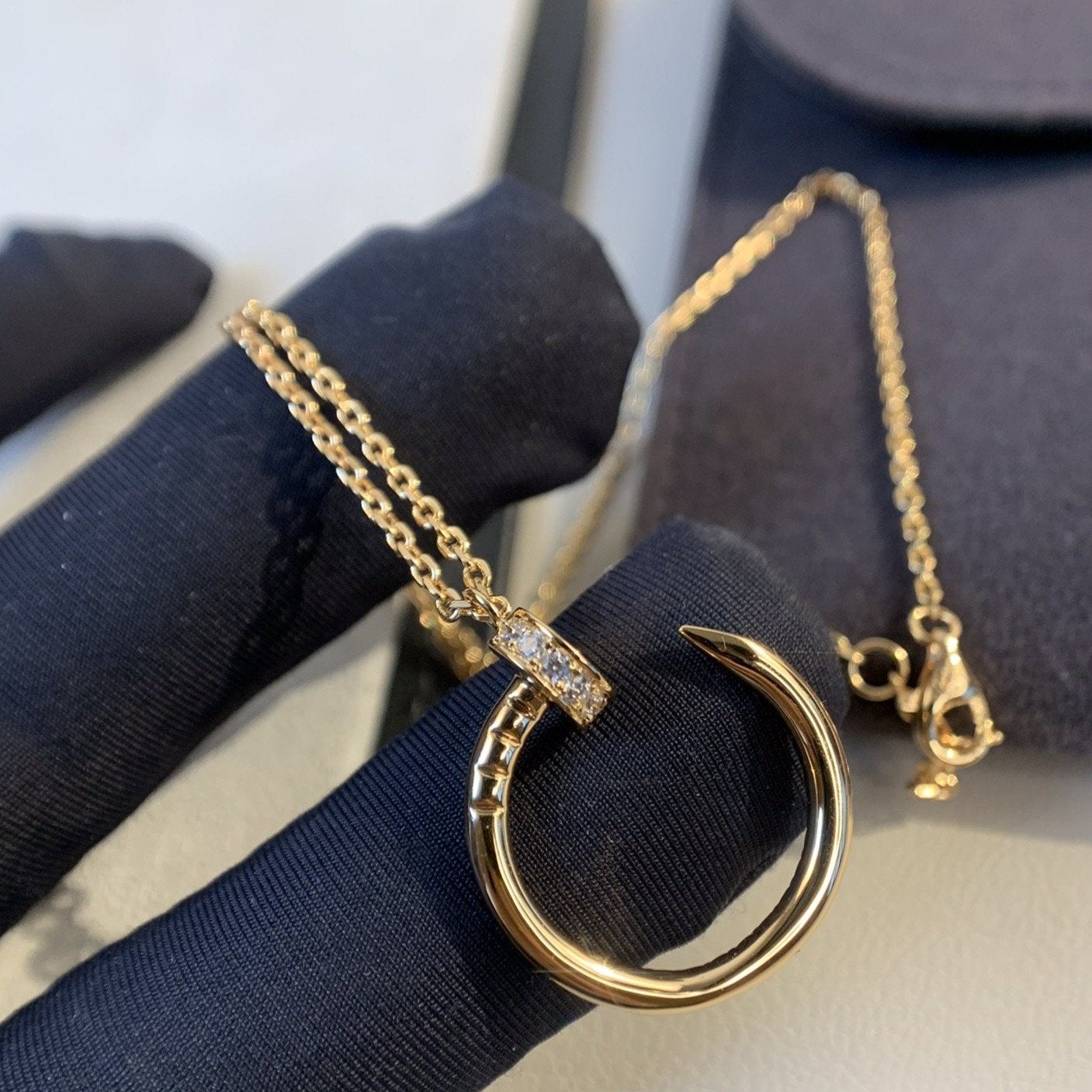 [Charm Aries Jewelry]JUSTE NECKLACE PINK GOLD DIAMONDS