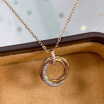 [Charm Aries Jewelry]TRINITY NECKLACE SILVER GOLD PINK GOLD DIAMONDS
