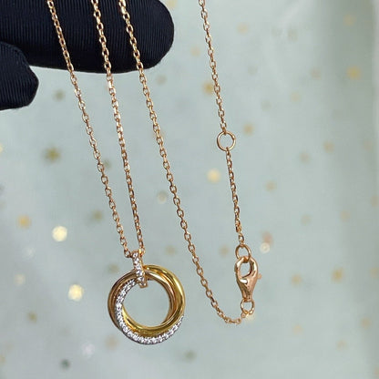 [Charm Aries Jewelry]TRINITY NECKLACE SILVER GOLD PINK GOLD DIAMONDS