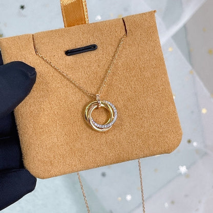 [Charm Aries Jewelry]TRINITY NECKLACE SILVER GOLD PINK GOLD DIAMONDS