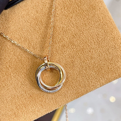 [Charm Aries Jewelry]TRINITY NECKLACE SILVER GOLD PINK GOLD DIAMONDS