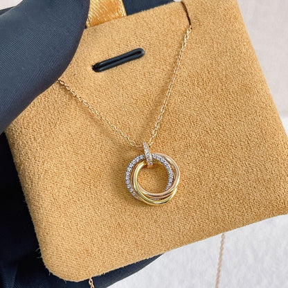 [Charm Aries Jewelry]TRINITY NECKLACE SILVER GOLD PINK GOLD DIAMONDS