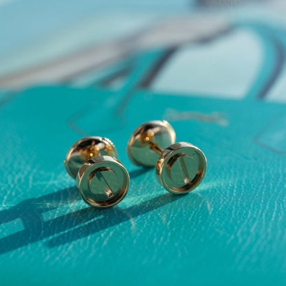 [Charm Aries Jewelry]LOVE EARRINGS PINK GOLD 10MM