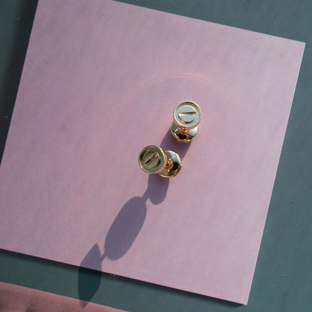 [Charm Aries Jewelry]LOVE EARRINGS PINK GOLD 10MM