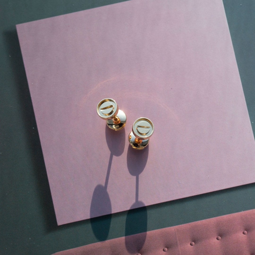 [Charm Aries Jewelry]LOVE EARRINGS PINK GOLD 10MM