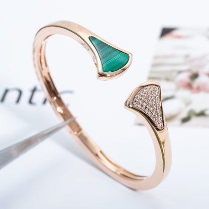 [Charm Aries Jewelry]DREAM BRACELET OPEN MALACHITE PINK GOLD