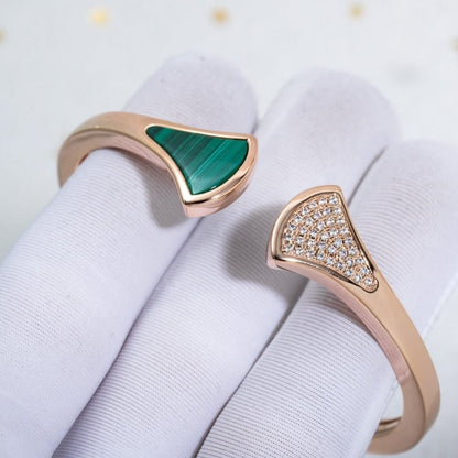 [Charm Aries Jewelry]DREAM BRACELET OPEN MALACHITE PINK GOLD