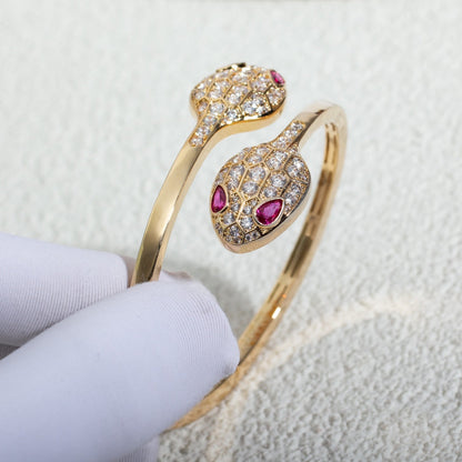 [Charm Aries Jewelry]SERPENTI BRACELET PINK GOLD DIAMOND DOUBLE SNAKE