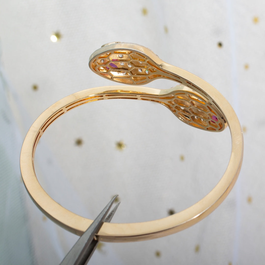 [Charm Aries Jewelry]SERPENTI BRACELET PINK GOLD DIAMOND DOUBLE SNAKE
