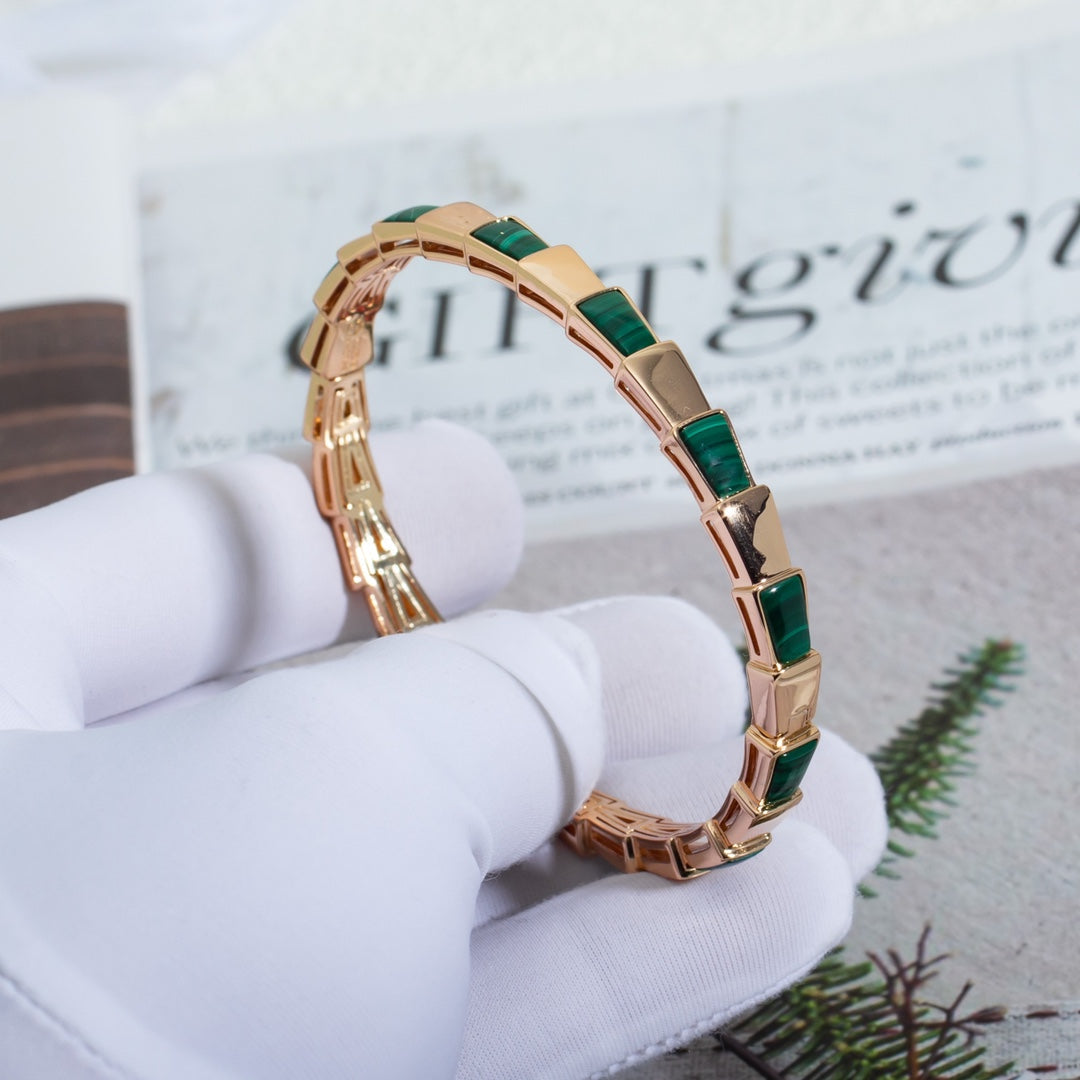 [Charm Aries Jewelry]SERPENTI BRACELET PINK GOLD MALACHITE