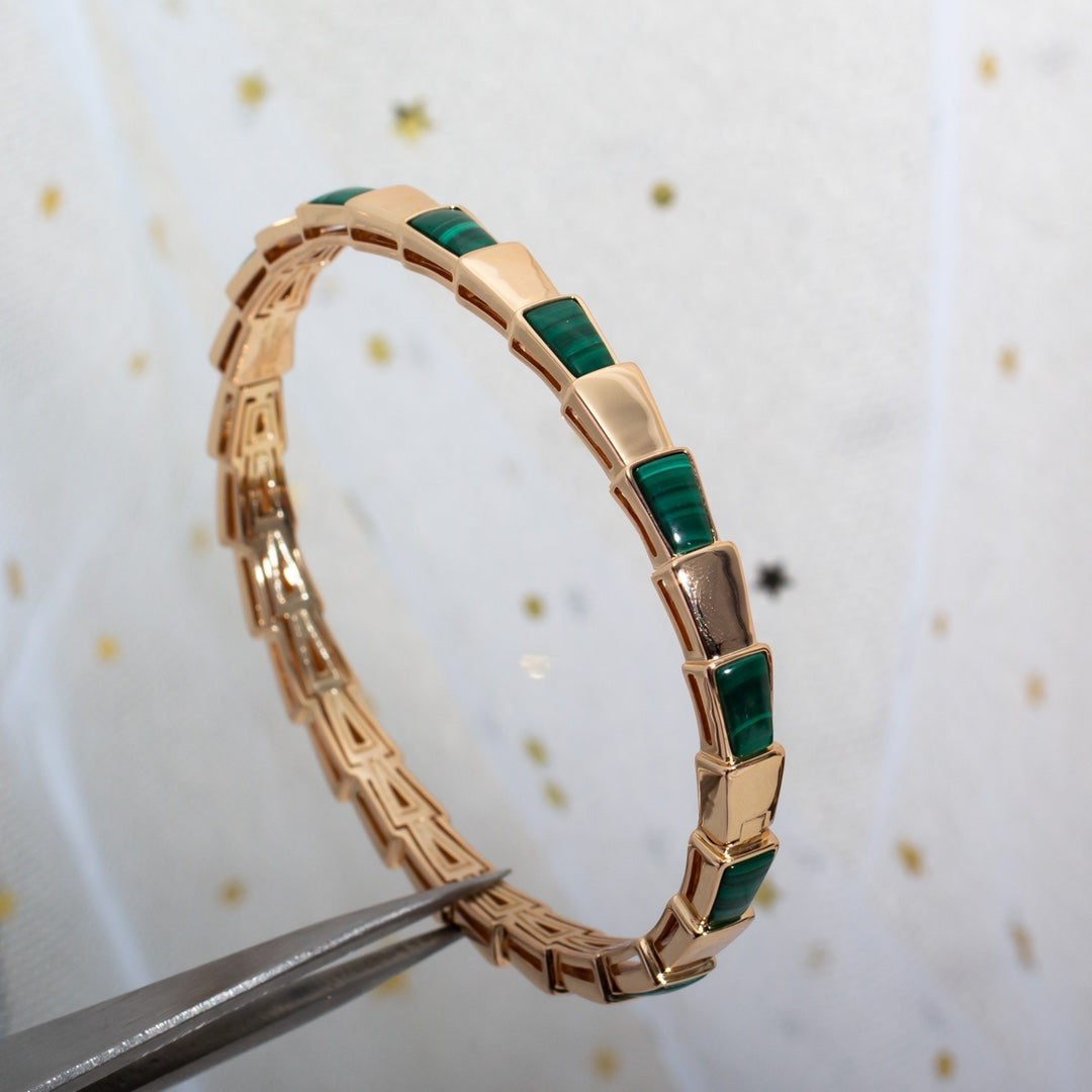 [Charm Aries Jewelry]SERPENTI BRACELET PINK GOLD MALACHITE