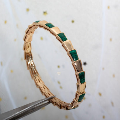 [Charm Aries Jewelry]SERPENTI BRACELET PINK GOLD MALACHITE