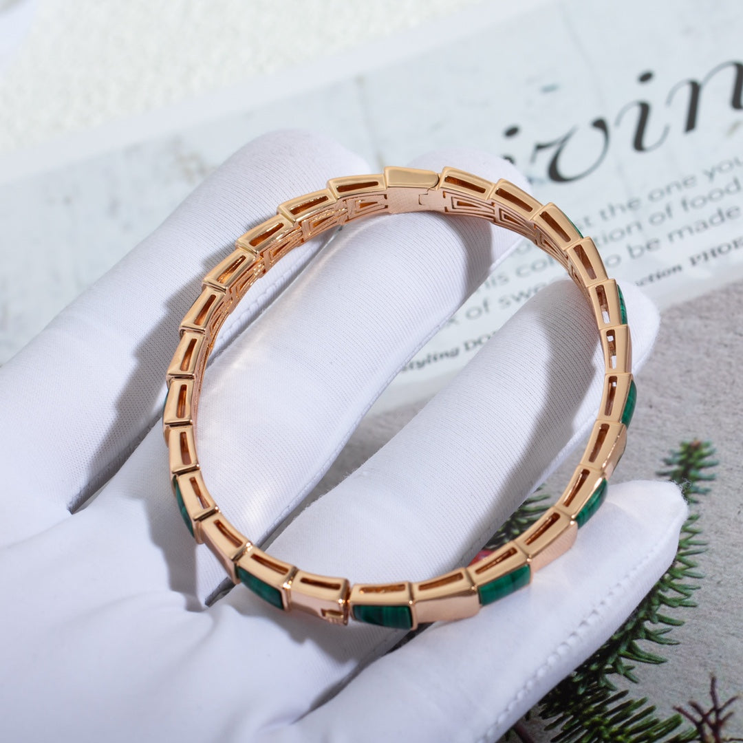 [Charm Aries Jewelry]SERPENTI BRACELET PINK GOLD MALACHITE