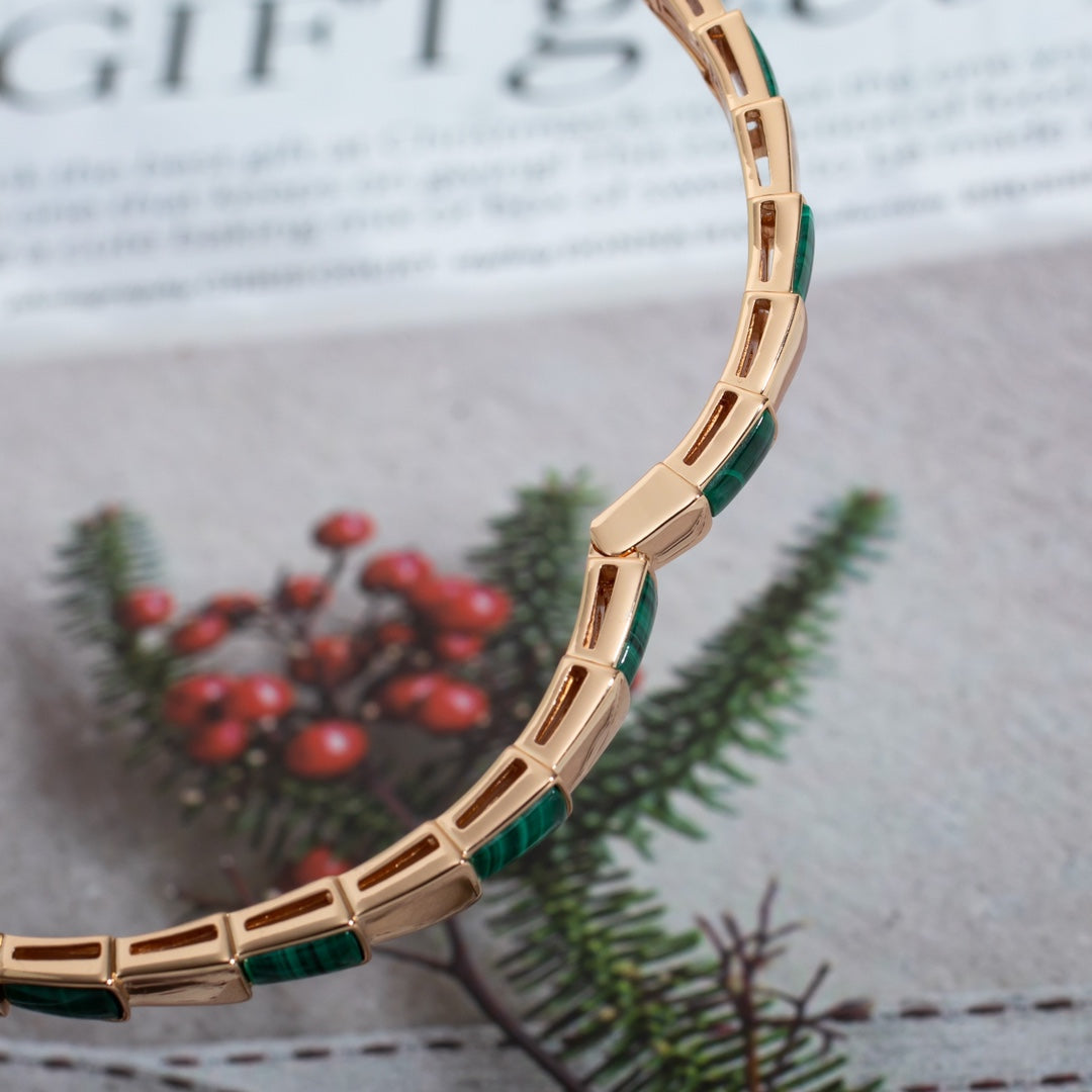 [Charm Aries Jewelry]SERPENTI BRACELET PINK GOLD MALACHITE