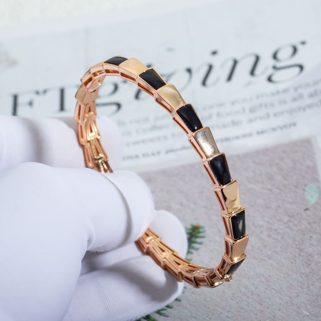 [Charm Aries Jewelry]SERPENTI BRACELET PINK GOLD ONYX