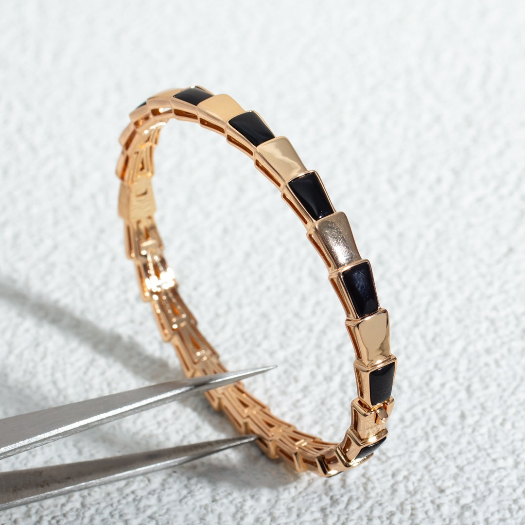 [Charm Aries Jewelry]SERPENTI BRACELET PINK GOLD ONYX