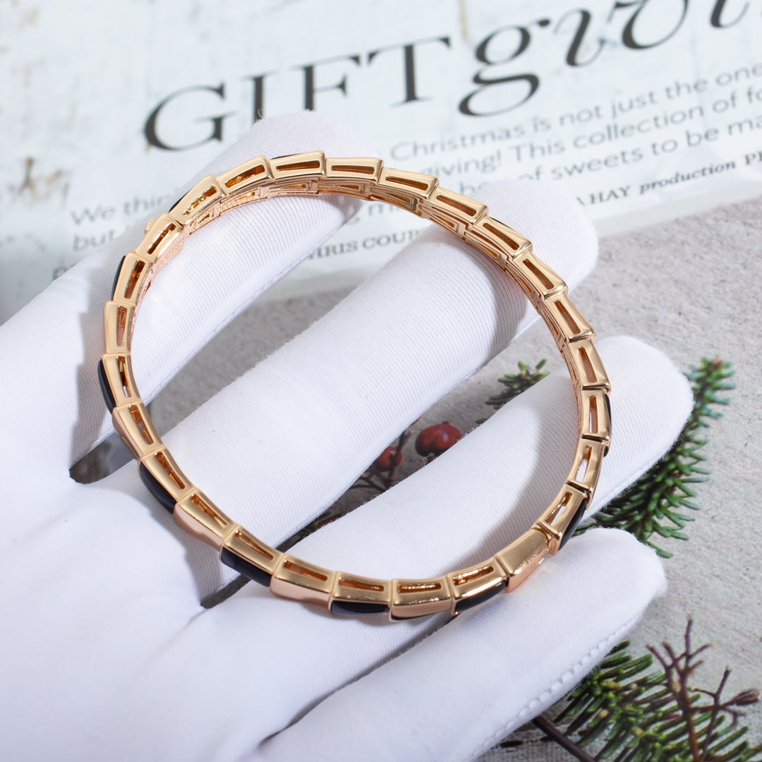 [Charm Aries Jewelry]SERPENTI BRACELET PINK GOLD ONYX
