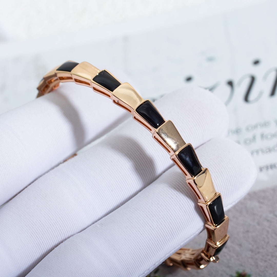 [Charm Aries Jewelry]SERPENTI BRACELET PINK GOLD ONYX