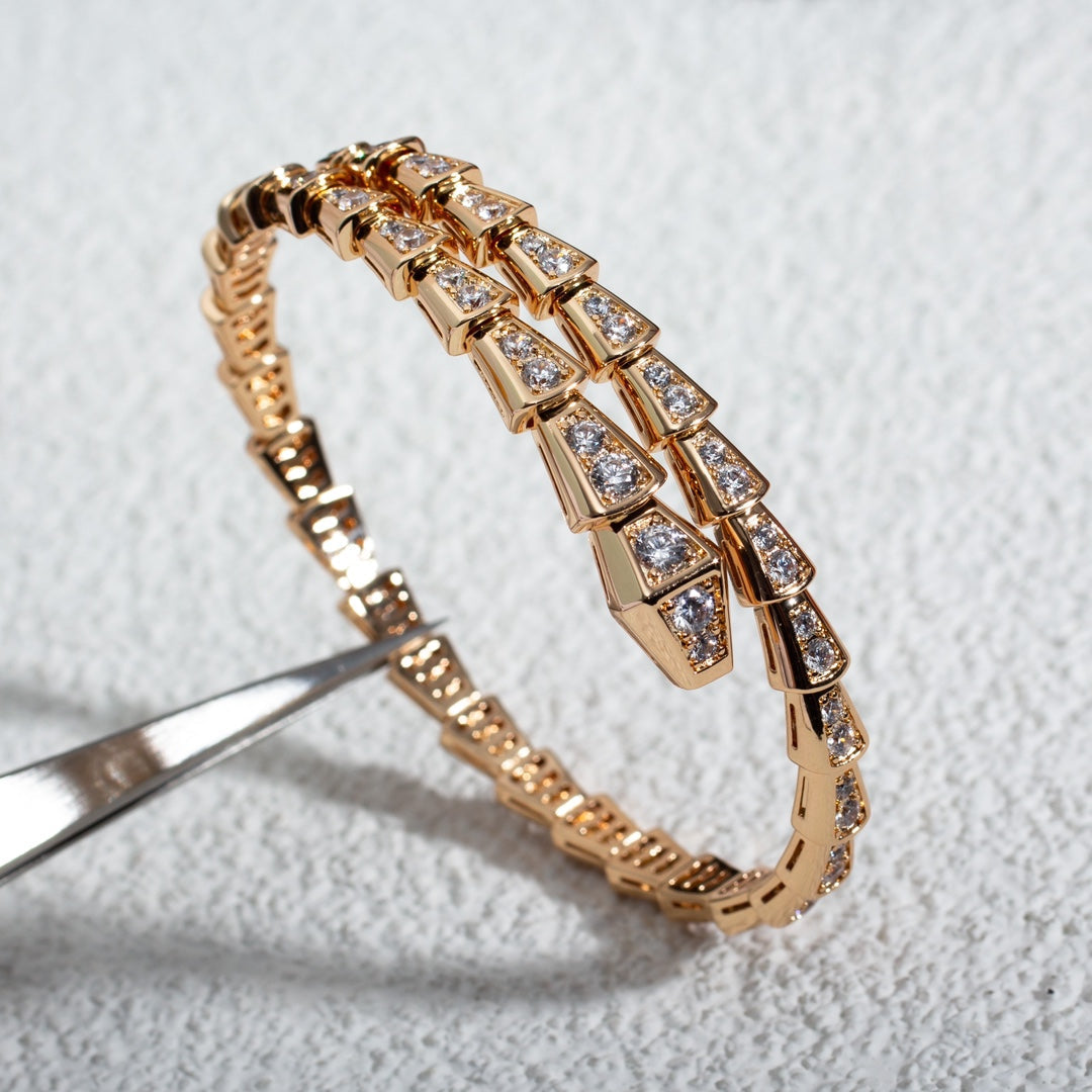 [Charm Aries Jewelry]SERPENTI BRACELET 6.8MM PINK GOLD DIAMOND