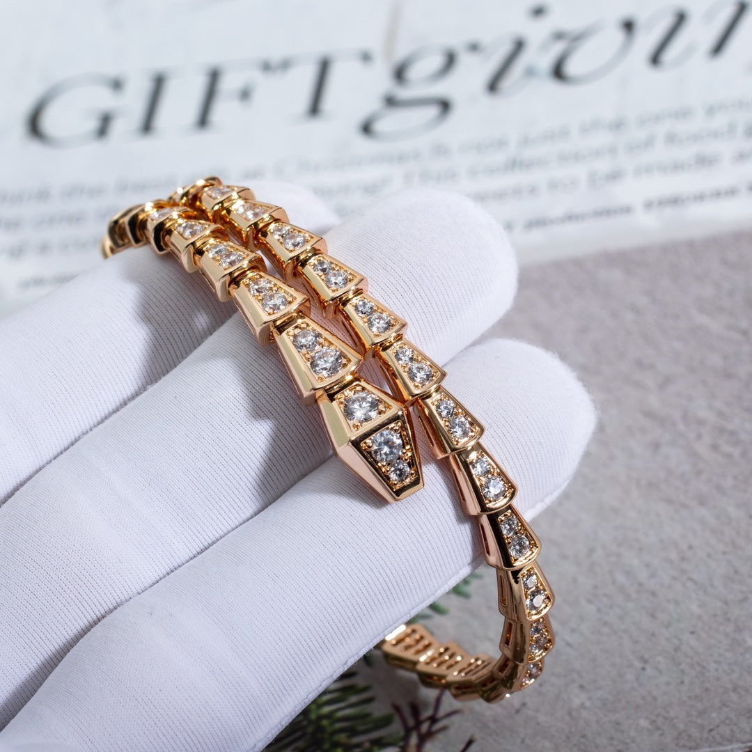 [Charm Aries Jewelry]SERPENTI BRACELET 6.8MM PINK GOLD DIAMOND