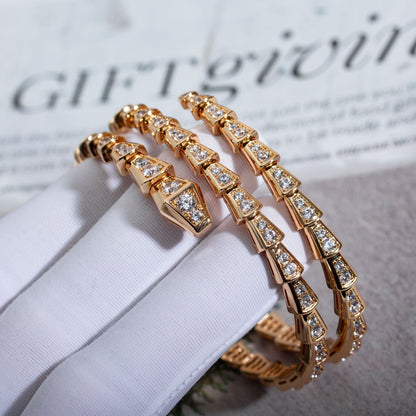 [Charm Aries Jewelry]SERPENTI BRACELET PINK GOLD DIAMOND DOUBLE ROW