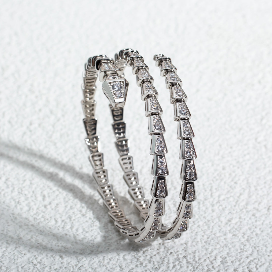 [Charm Aries Jewelry]SERPENTI BRACELET SILVER DIAMOND DOUBLE ROW