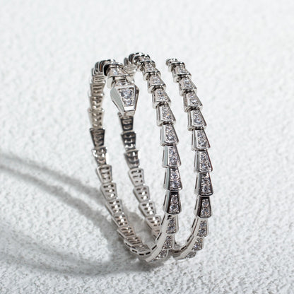 [Charm Aries Jewelry]SERPENTI BRACELET SILVER DIAMOND DOUBLE ROW
