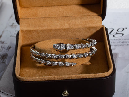 [Charm Aries Jewelry]SERPENTI BRACELET SILVER DIAMOND DOUBLE ROW