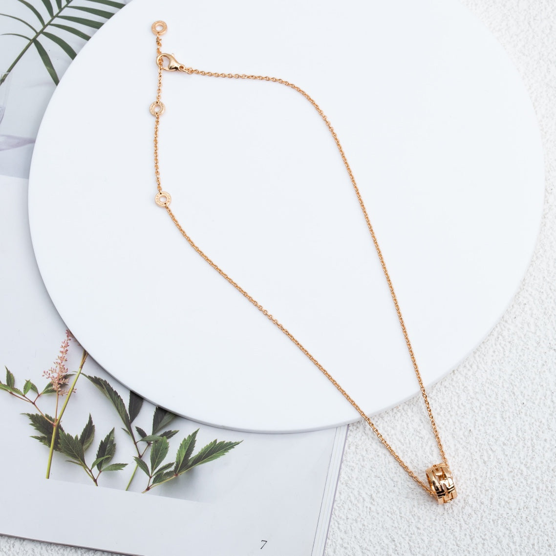 [Charm Aries Jewelry]PARENTESI NECKLACE PINK GOLD