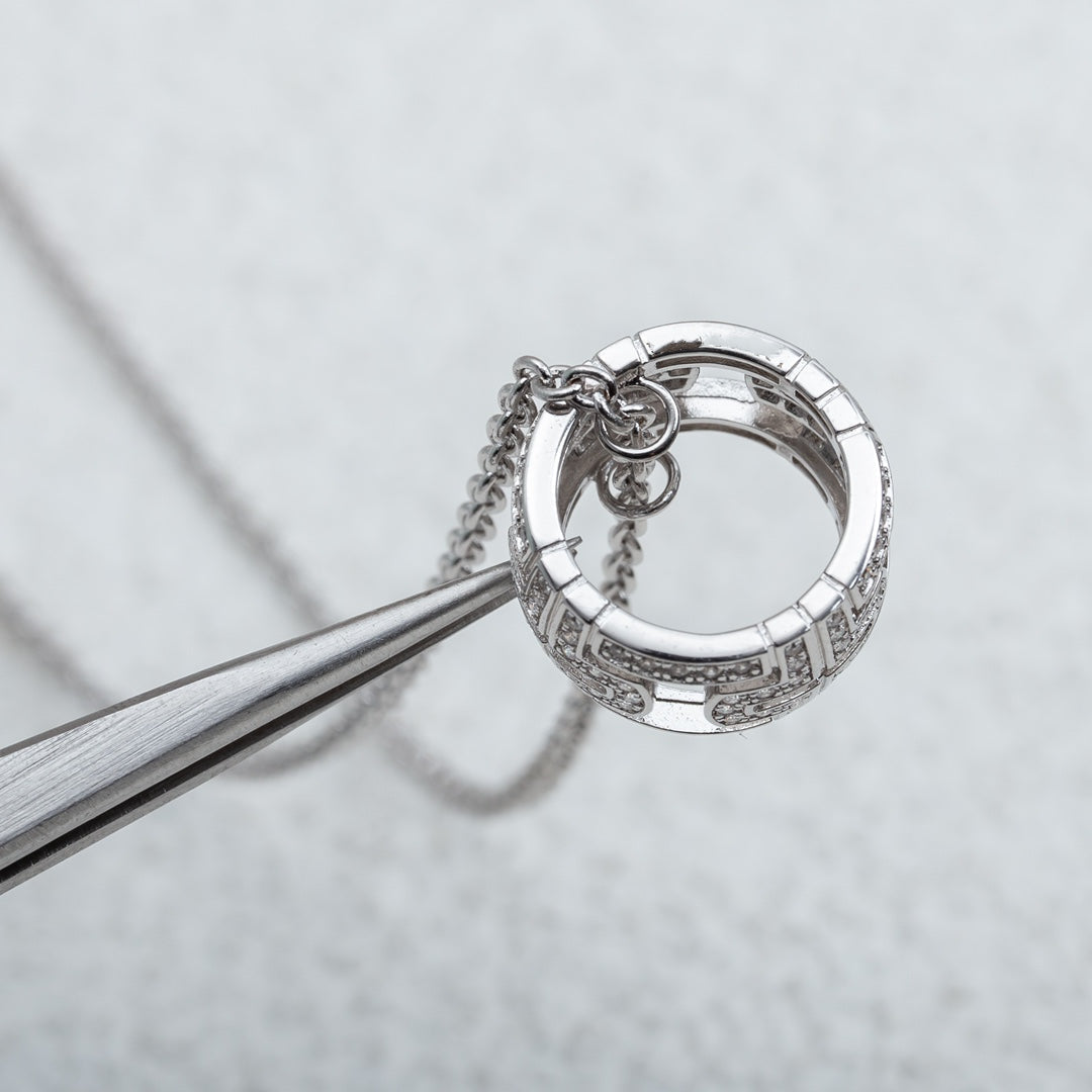 [Charm Aries Jewelry]PARENTESI NECKLACE SILVER DIAMOND