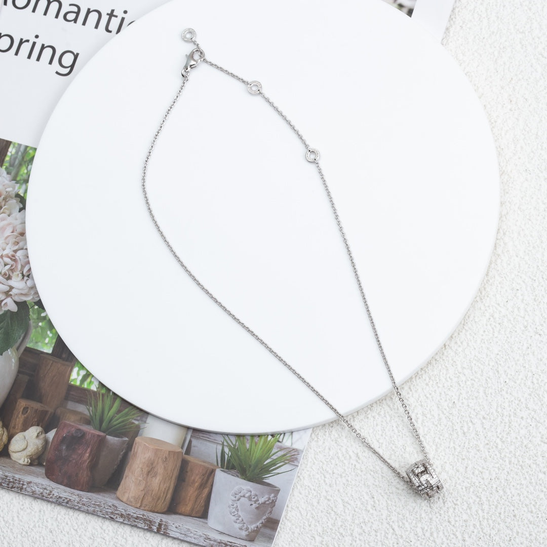 [Charm Aries Jewelry]PARENTESI NECKLACE SILVER DIAMOND