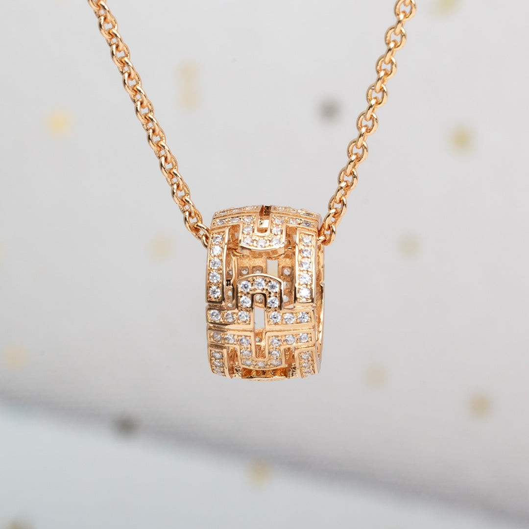 [Charm Aries Jewelry]PARENTESI NECKLACE PINK GOLD DIAMOND